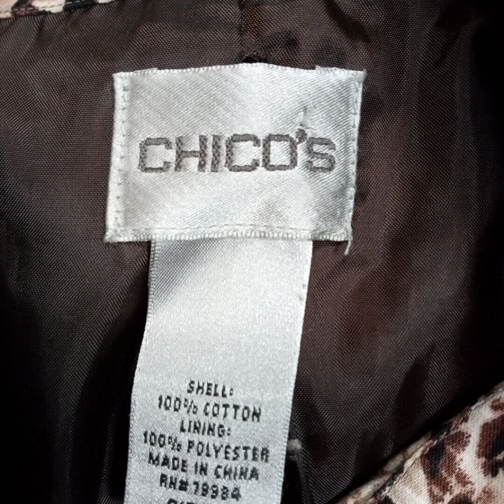 Vintage Chico's Womens Jacket‎ Biege 1 Cheetah Leopard Animal Print Pockets - Picture 4 of 12